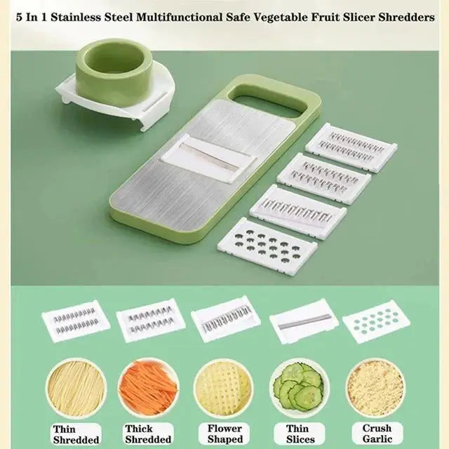 5in1 Vegetable Stainless Steel Cutter (with Box Packing) Bazario